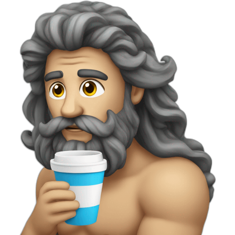 Poseidon drinks coffee emoji