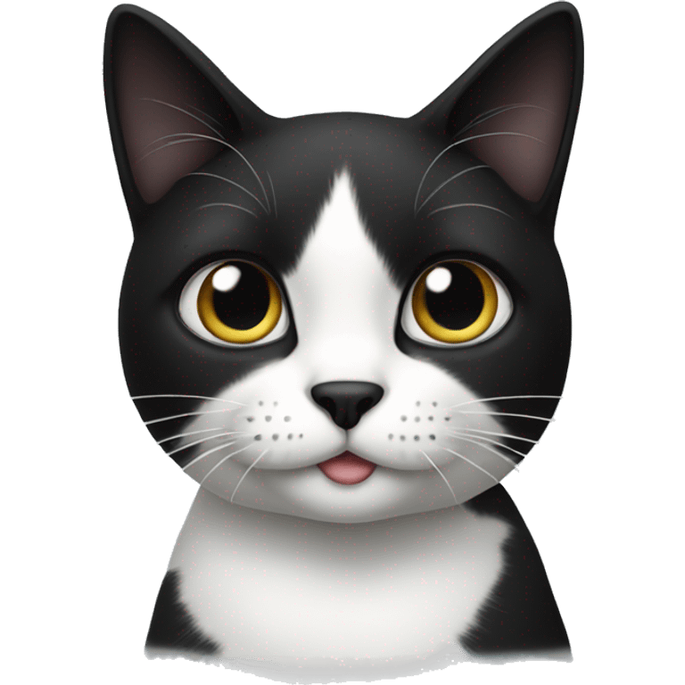 Black and white cat with black nose emoji