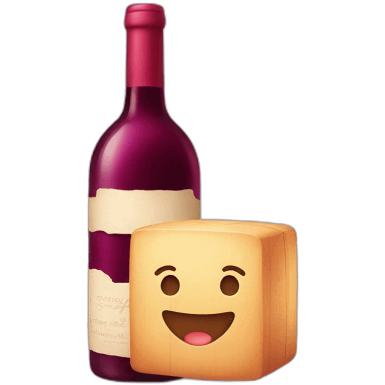 Kawaii Cube of wine emoji