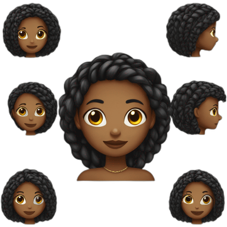 Fille noir avec tresse africaine emoji