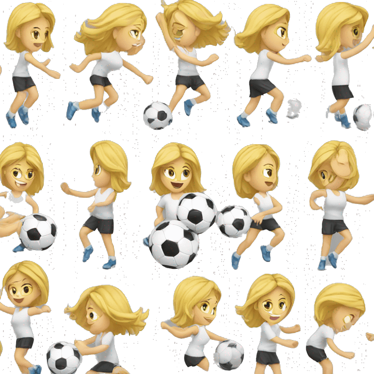 blond woman spinning a soccer ball on her hands emoji