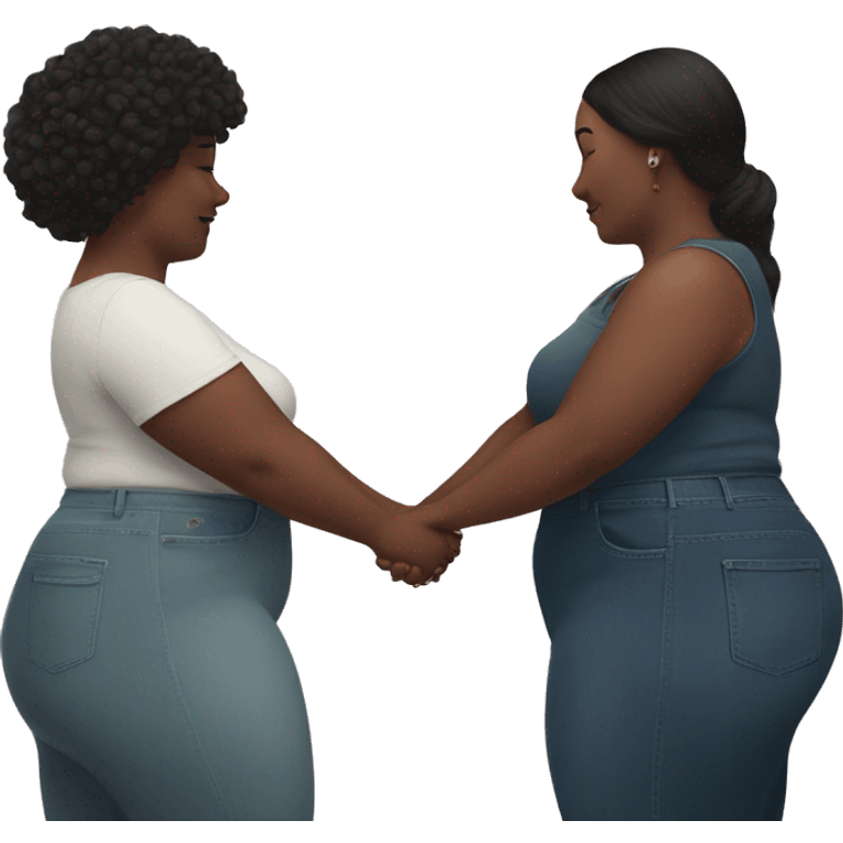 two plus size women holding hands, beautiful, aesthetic  emoji