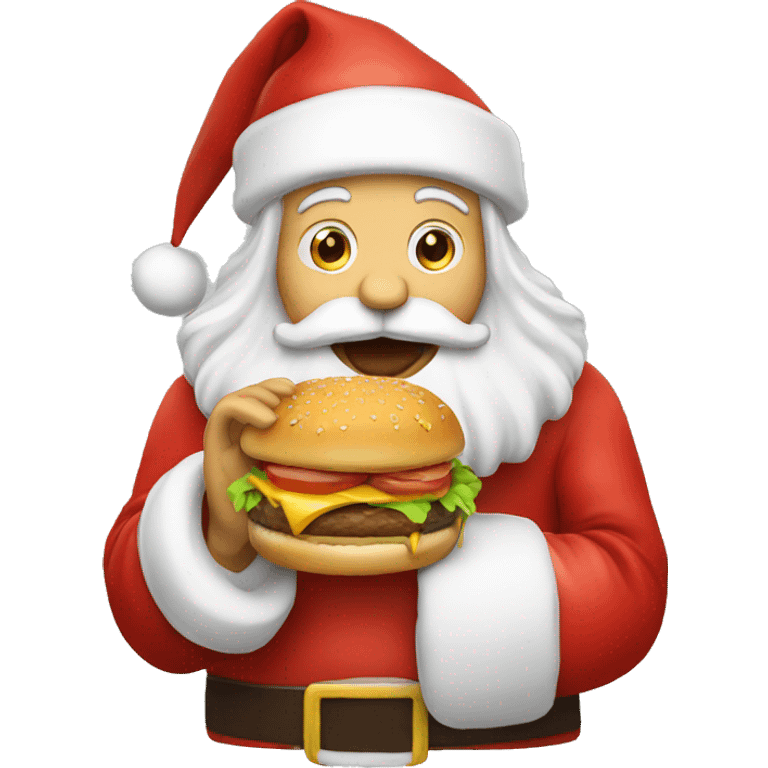 Santa Claus eating a burger emoji