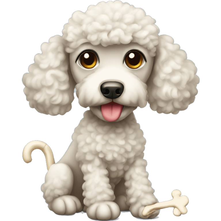 Poodle with a bone emoji