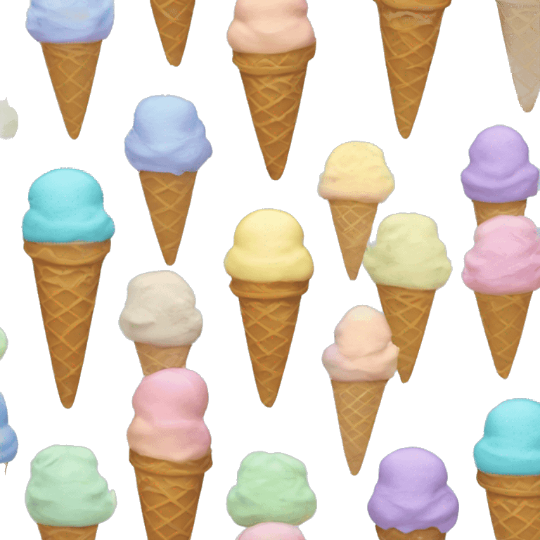 Pastel colored ice cream cone emoji