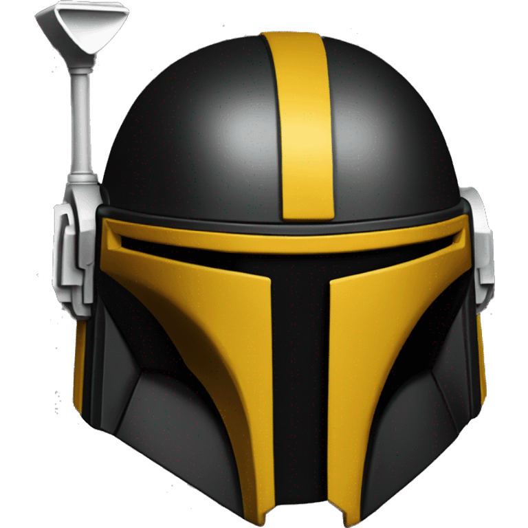 black and yellow mandalorian helmet with antenna emoji