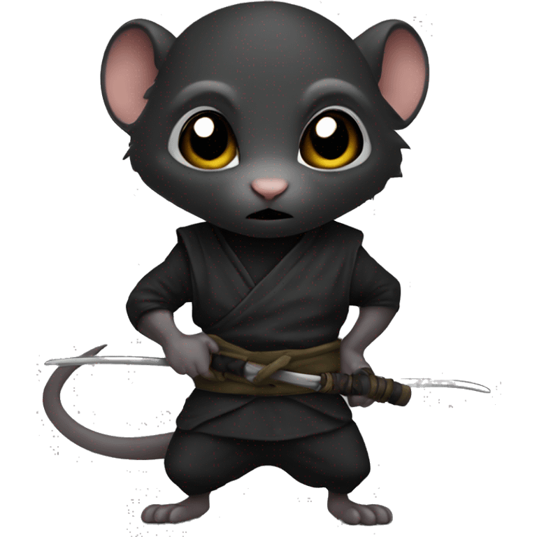 A black skin rat as ninja emoji