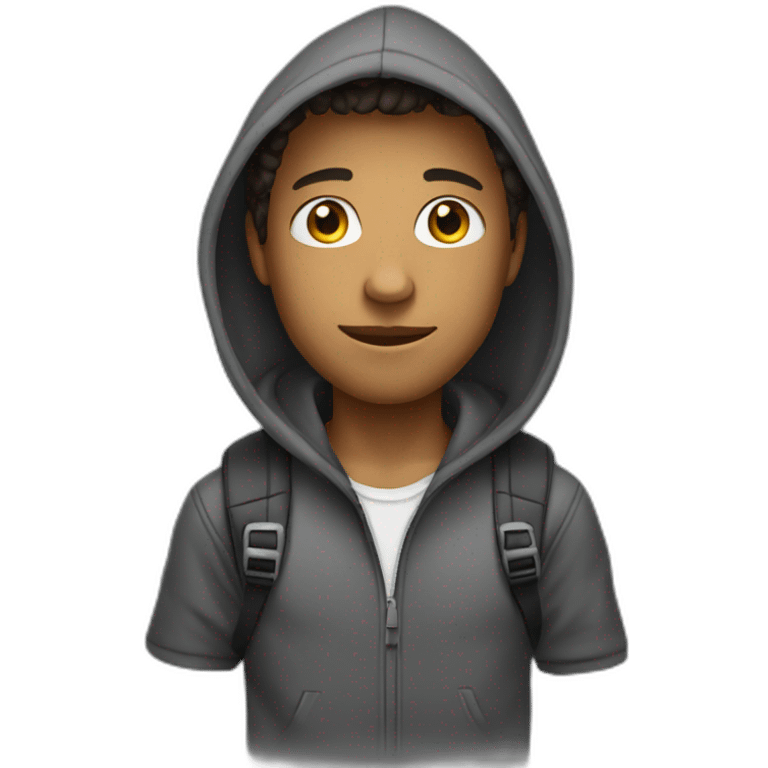 young guy with hoodie and backpack emoji