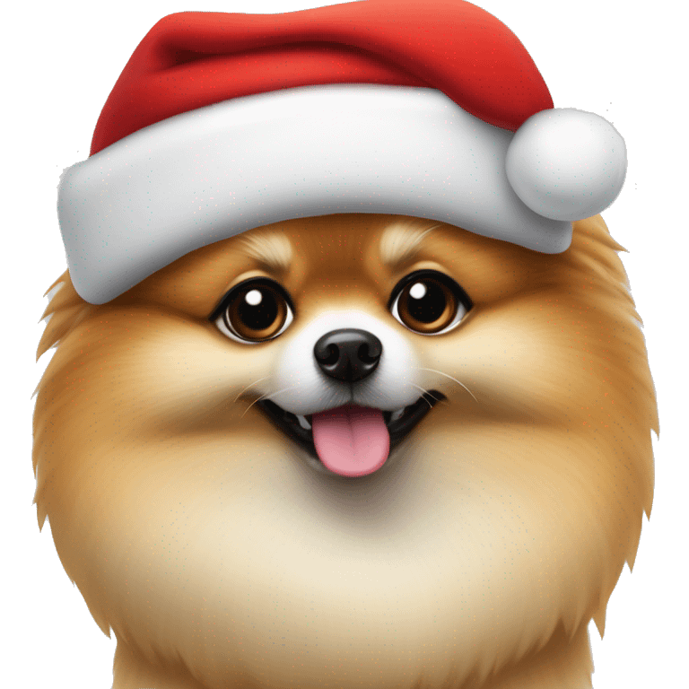 lulu pomeranian with santa claus hat
 emoji