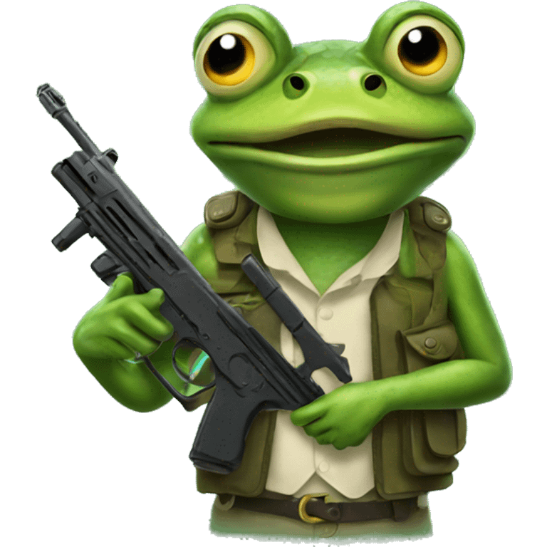 Frog holding gun emoji