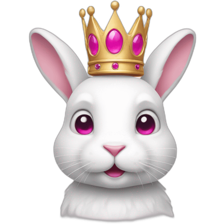 white rabbit with pink eyes wearing a crown emoji