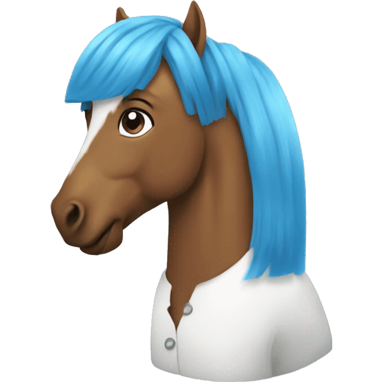 Horse with a blue wig emoji