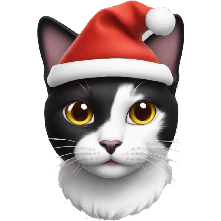 Black and white cat in a Christmas hat  emoji