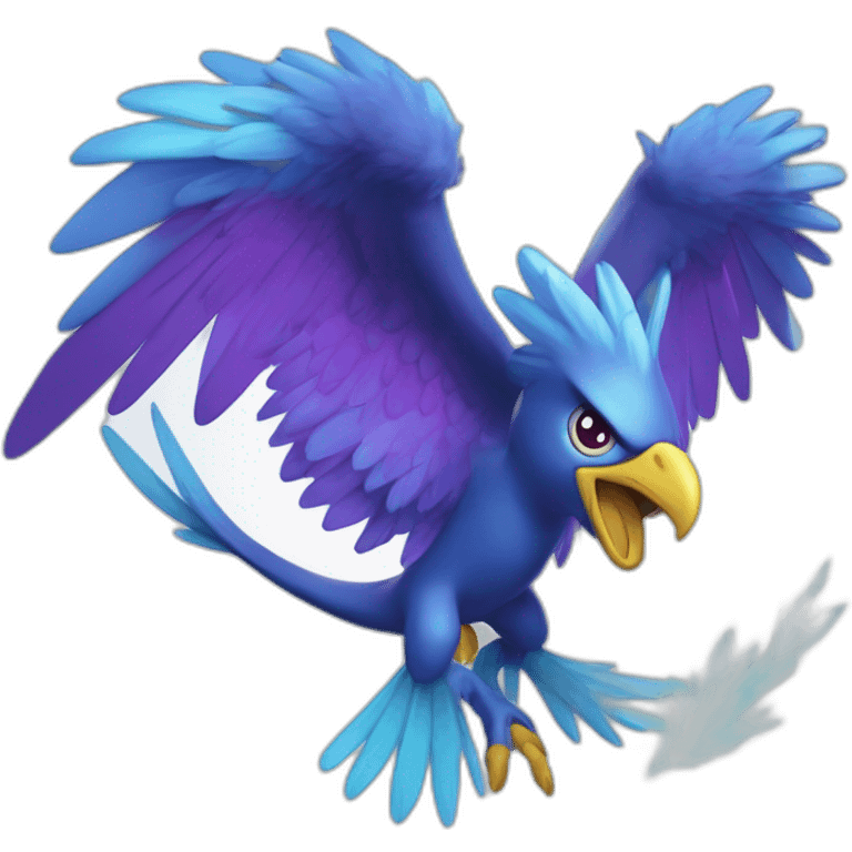 Blue Purple Shiny Galarian-Articuno Fire Head Big Eyeys 4k HD emoji