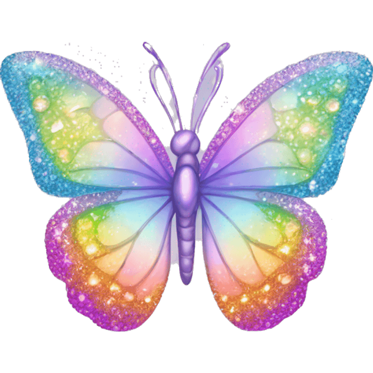 Sparkly Pastel rainbow-gradient iridescent crystal butterfly emoji