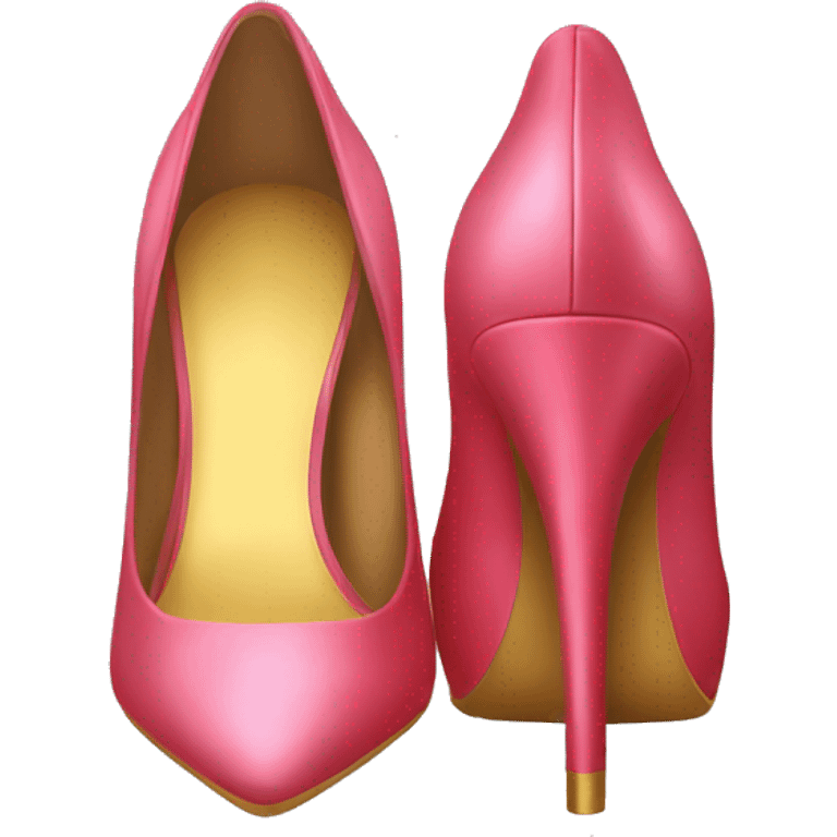 realistic pink, red and gold heels emoji