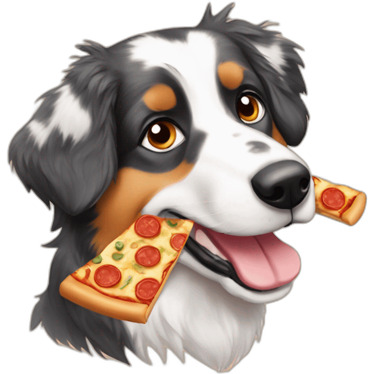 Australian shepard with pizza emoji