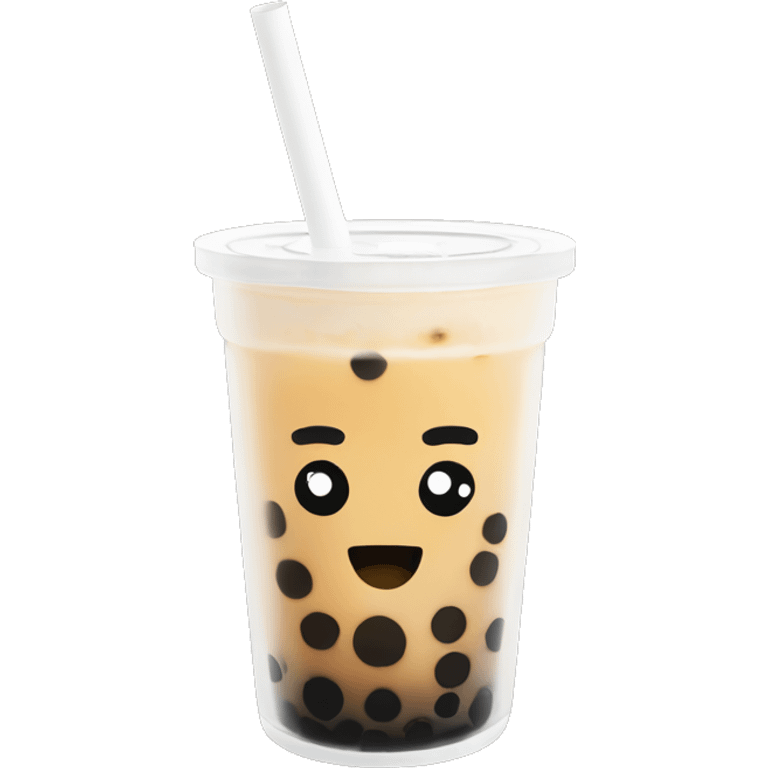 boba tea in cup with one black straw emoji