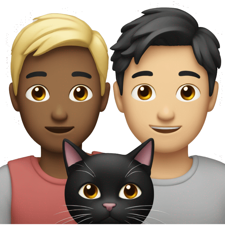 Asian gay couple with black cat emoji