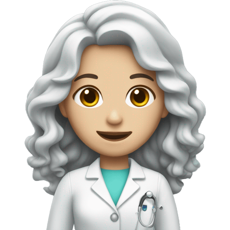 White girl dentist with long curly dark hair  emoji