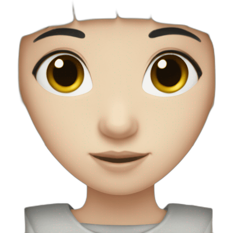 pale skinned girl with black hair bangs emoji