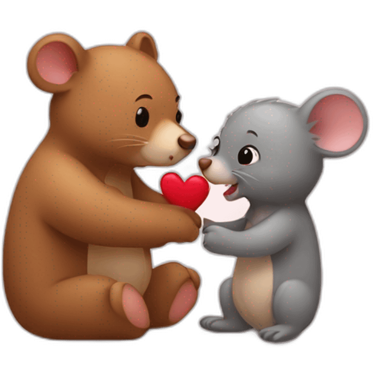 Mouse and bear in love emoji