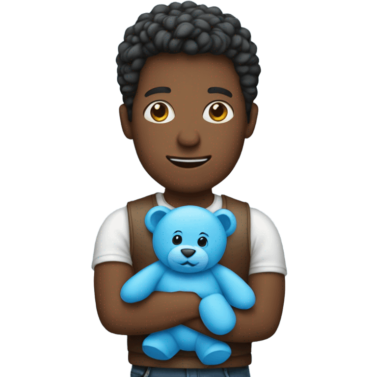 man holding blue teddy emoji