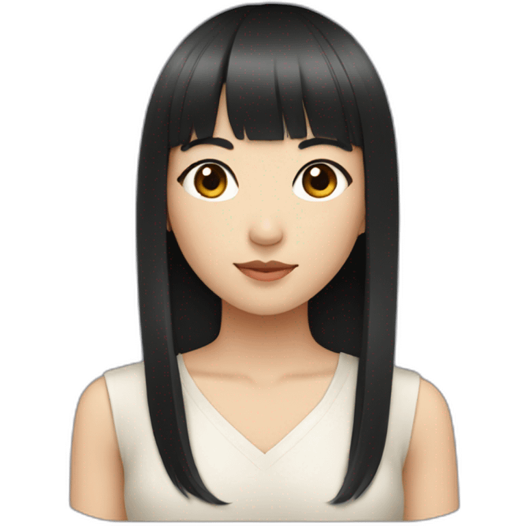 Asian girl with black hair and straight bangs emoji