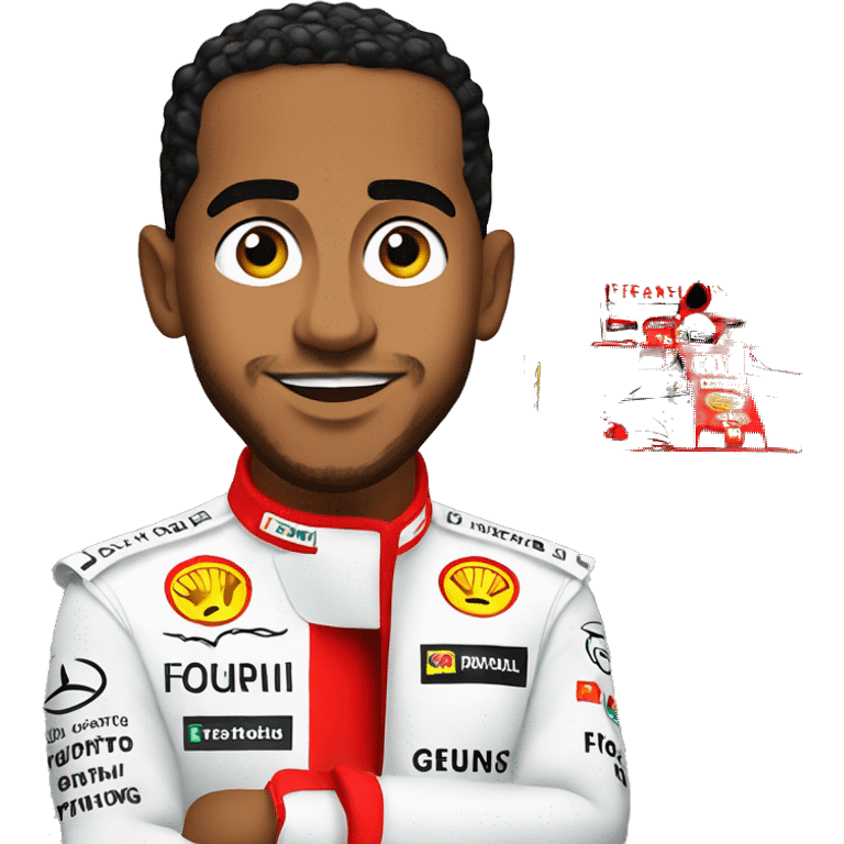 Lewis Hamilton in front of his Ferrari F1 car  emoji