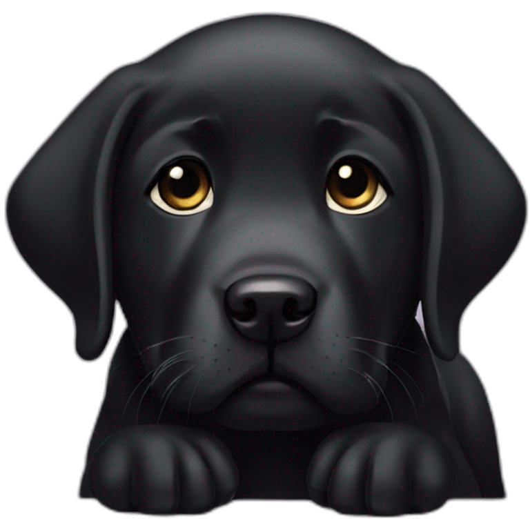 the black labrador puppy is sad emoji