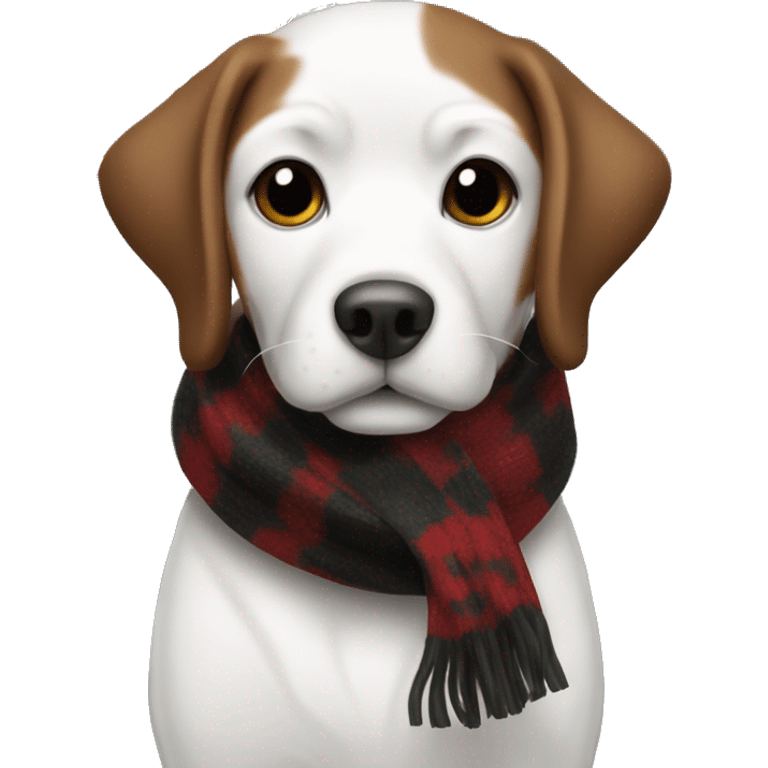 Dog black and brown and white with a christmas scarf emoji