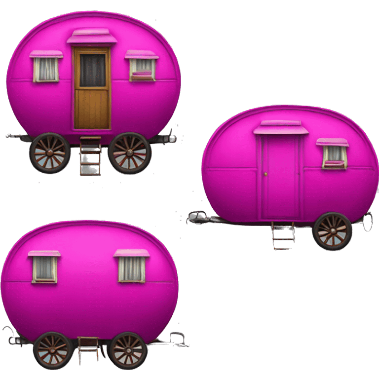 Realistic magenta vintage round gypsy caravan wagon camper emoji