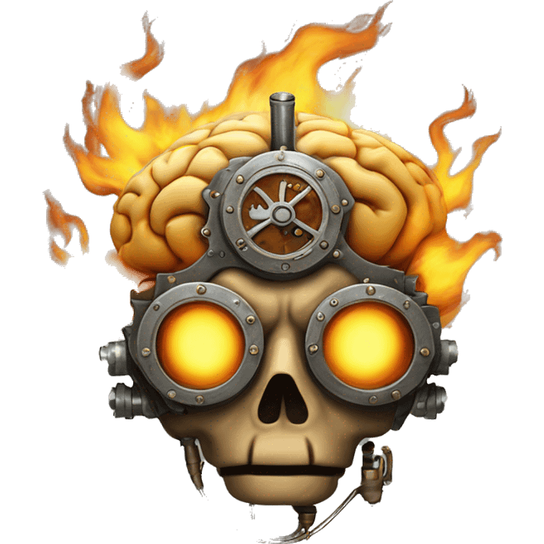 steampunk brain on fire emoji