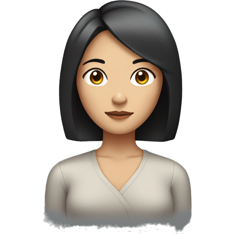 an asian women with short black hair with length in between ears and shoulder and straight style emoji