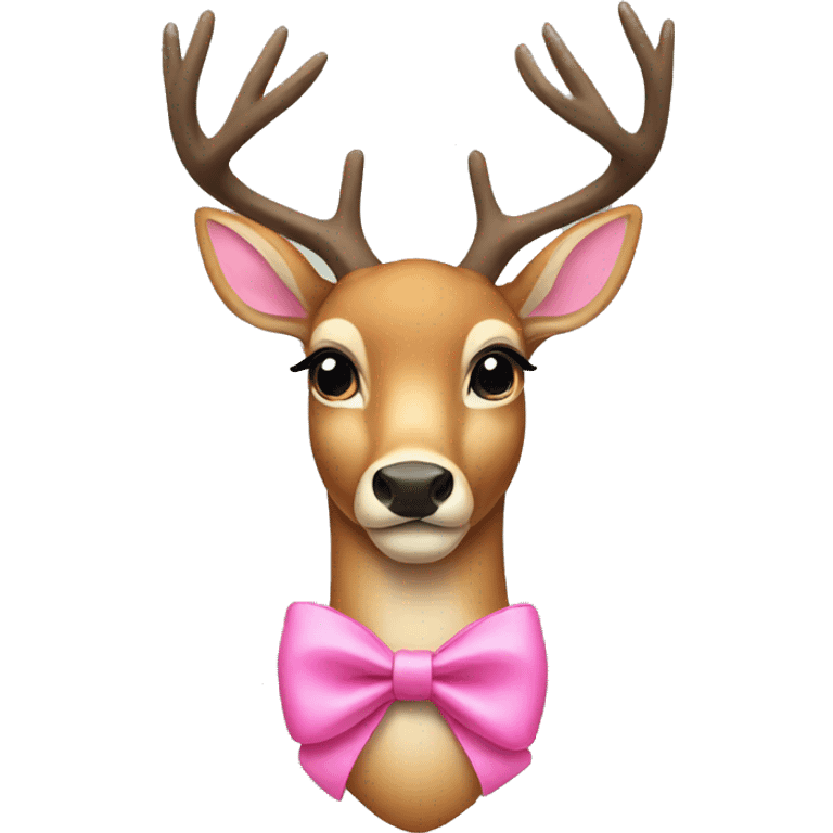 Deer wearing a pink bow emoji