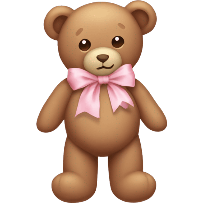 light brown teddy bear with a light pink ribbon bow aesthetic emoji