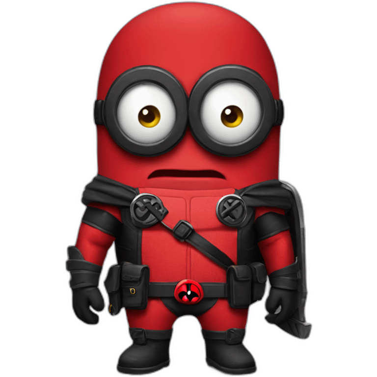 Minion dressed as deadpool emoji