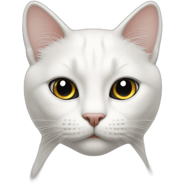 White cat with half head black emoji