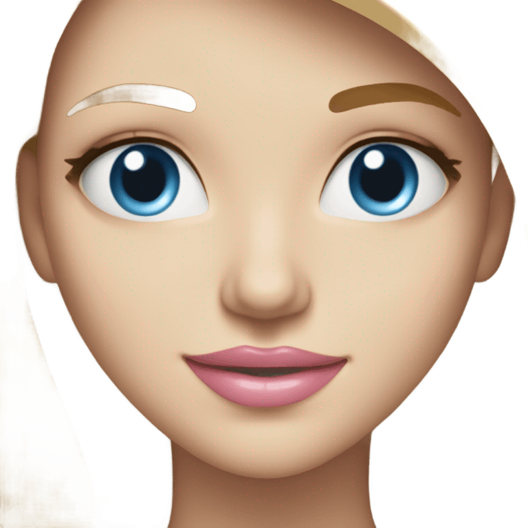 blonde girl smiling portrait blue eyes light pink lip emoji