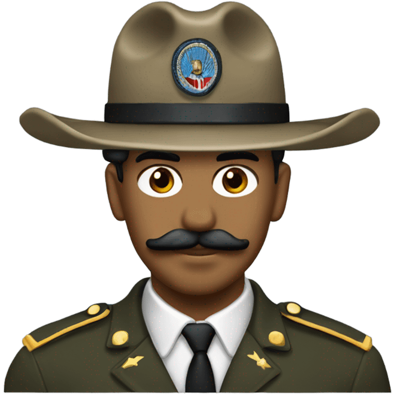 Brown man with a mustache in a us army cavalry stetson with a captains rank   emoji