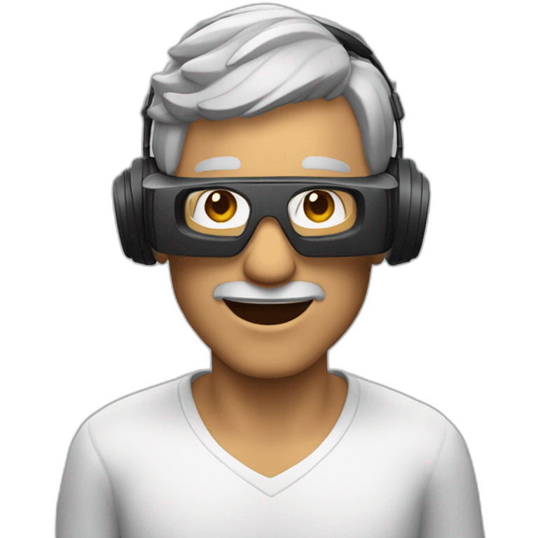 45 years old, gray hair, Brazilian using virtual reality headset emoji