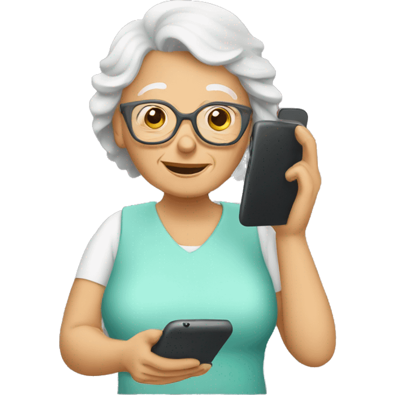 grandma using phone emoji