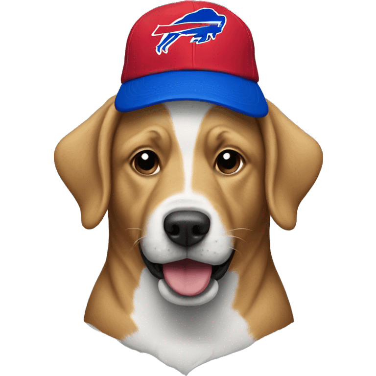 Dog wearing a buffalo bills hat emoji