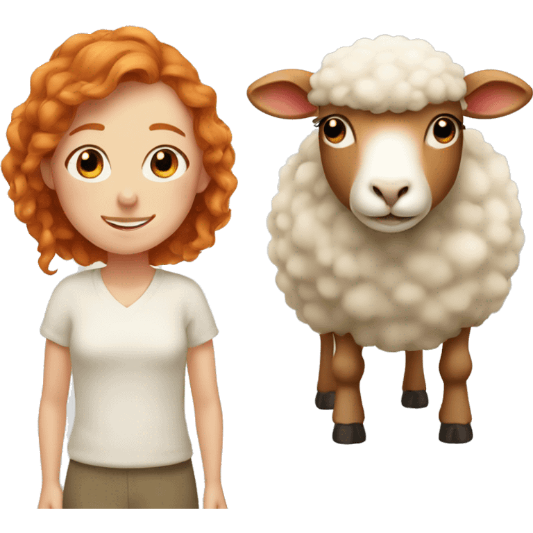 Ginger girl with a sheep  emoji