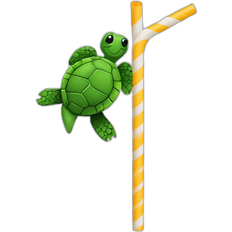 Plastic straw and turtle kissing emoji