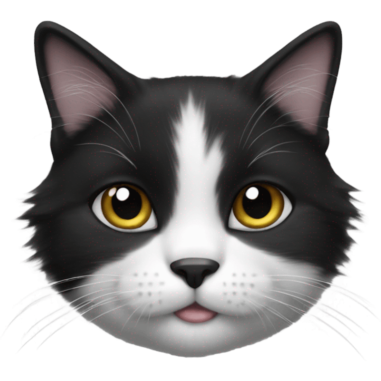 Black and white cat fluffy emoji