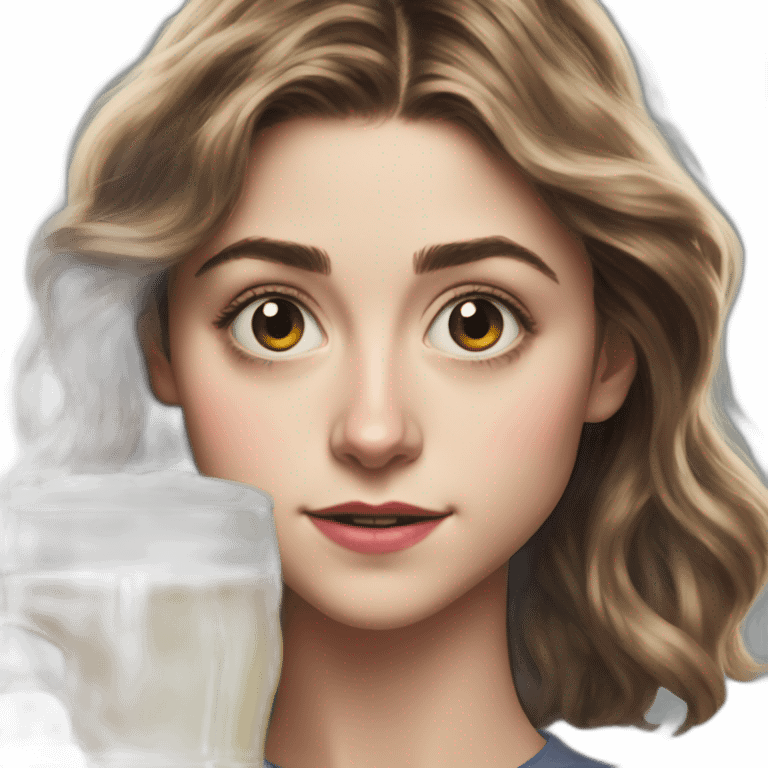 Natalia Dyer with a beer emoji