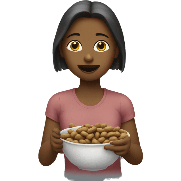 Girl eating boiled peanuts  emoji