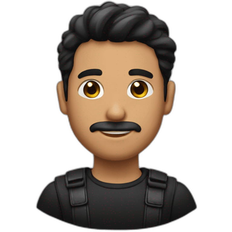 hombre de piel morena y cabello negro emoji