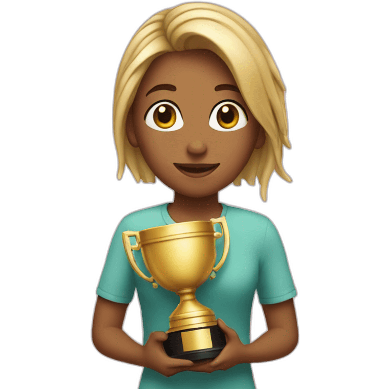 the girl holding the trophy emoji